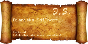 Dianiska Sándor névjegykártya